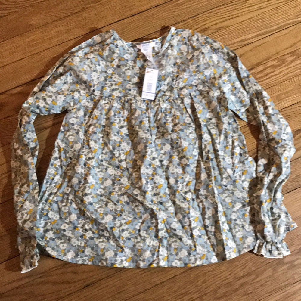 Jacadi Girl floral blouse size 12 NWT